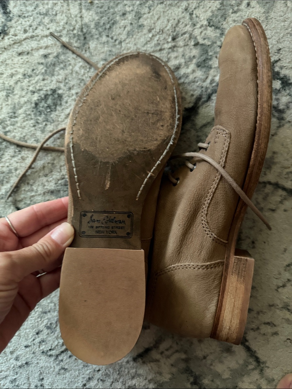 Sam Edelman Womens Taupe Suede Lace-Up Ankle Boots - Picture 8 of 8